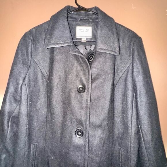 Nautica Women's Pea Coat Outerwear Wool Blend Jacket in Black - Size XL - Picture 6 of 7